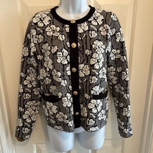 Cynthia Rowley Cardigan, Black and White Floral, size Small